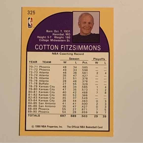 NBA HOOPS Toys 99 Nba Hoops Phoenix Suns Cotton Fitzsimmons 325